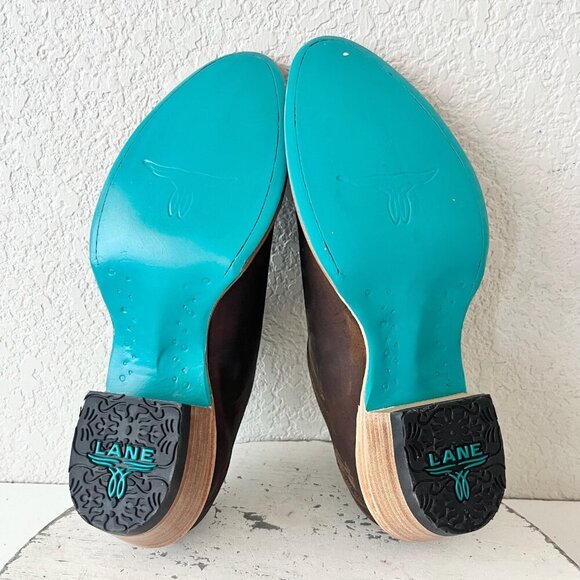 Lane Plain Jane Mule Womens 9 Brown Leather Cowboy Boots Short Western Cowgirl - Picture 10 of 13